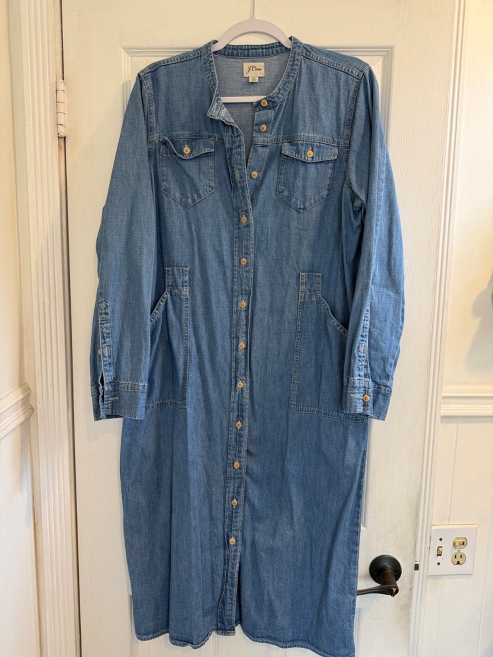 J. Crew Light Blue Denim Button-Front Shirt Dress